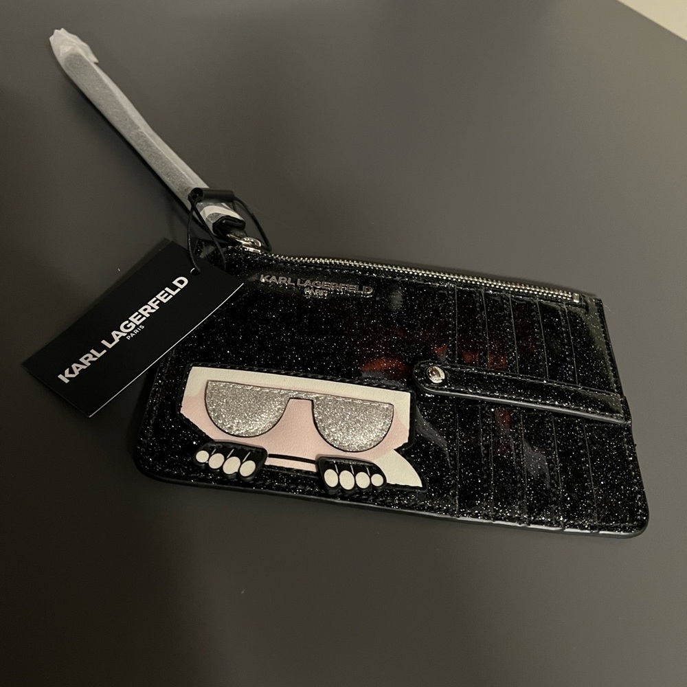 Karl Lagerfeld Black Glitter Wristlet